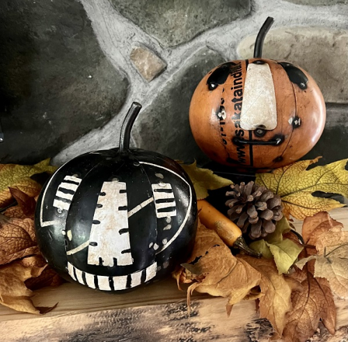 HUGO AND MAX METAL PUMPKINS